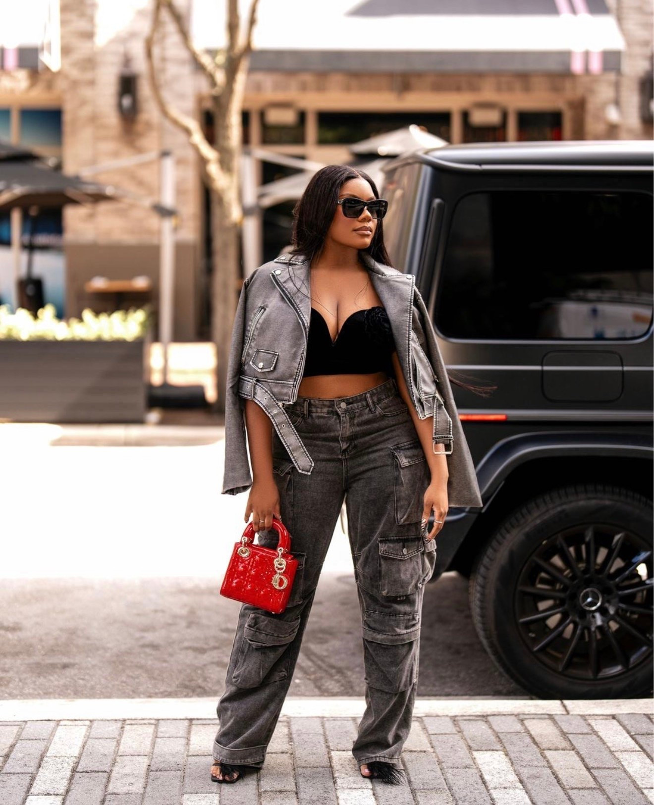 Cargo jeans, a cropped moto jacket, and a pop of red… say less. ❤️ This look is giving effortless with just the right amount of edge. The best part? You can dress these pieces up with heels or throw on sneakers and wear them on repeat.

#LTKStyle #LTKFashion #EverydayStyle #StreetStyle

#LTKootd