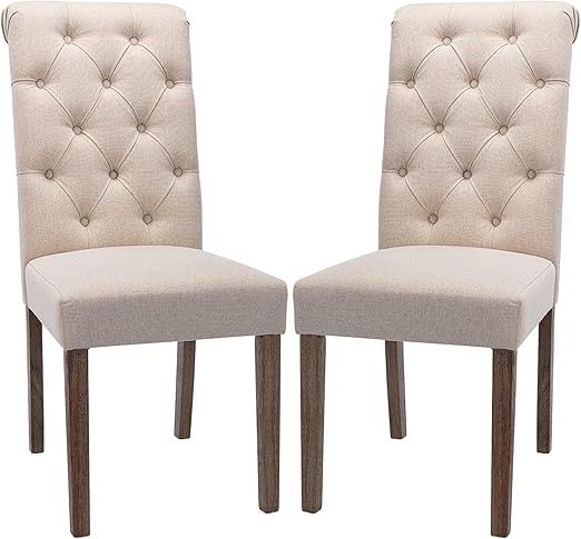 COLAMY Tufted Dining Chairs Set of 2, Accent Parsons Diner Chairs Upholstered Fabric Dining Room ... | Amazon (US)