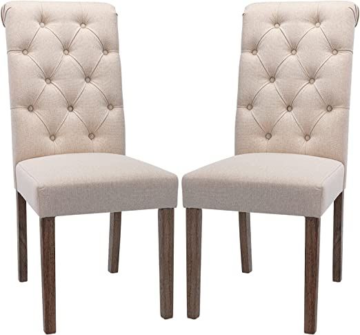 COLAMY Tufted Dining Chairs Set of 2, Accent Parsons Diner Chairs Upholstered Fabric Dining Room ... | Amazon (US)