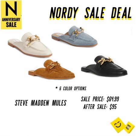 Nordstrom ultra popular Steve Madden chain link hardware mules are in the nordstrom sale! These sophisticated mules have a squared off mic toe for a more casual yet easy to dress up style. There’s 6 color options available and multiple finish options like suede, denim/cloth, and leather. Leather mule shoes, chain detail mules, denim mules, white mules, winter white shoes, tan suede mules, cognac brown suede shoes, plaid shoes 

#LTKFind #LTKshoecrush #LTKxNSale