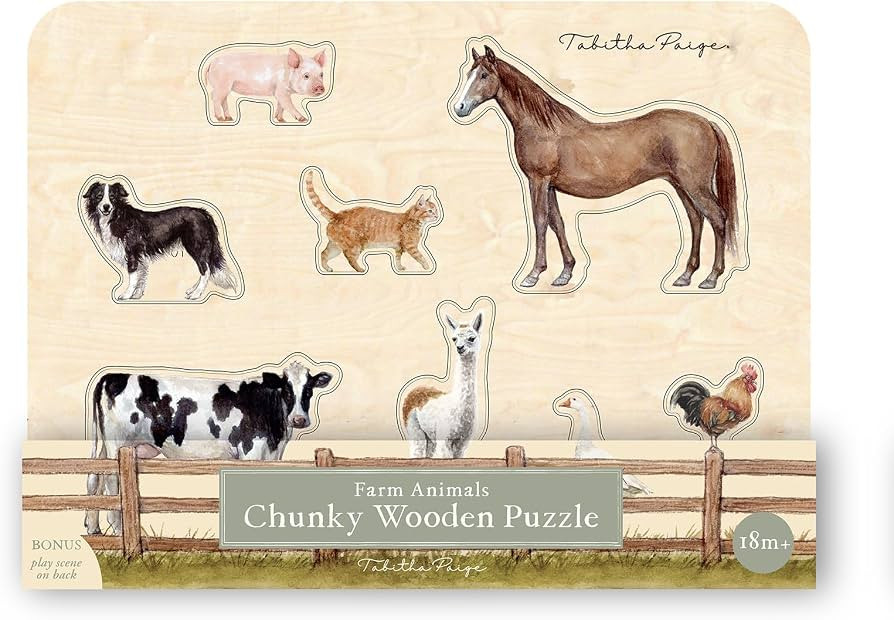 Farm Animals Chunky Wooden Puzzle: A Tabitha Paige Wooden Puzzle for Toddlers 1-3 | Amazon (US)