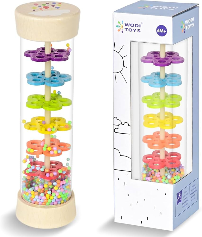 Rain Stick, Montessori Baby Toys for 6-12 Months 1 Year Old, Baby Rattle Wooden Sensory Toys, 7.7... | Amazon (US)