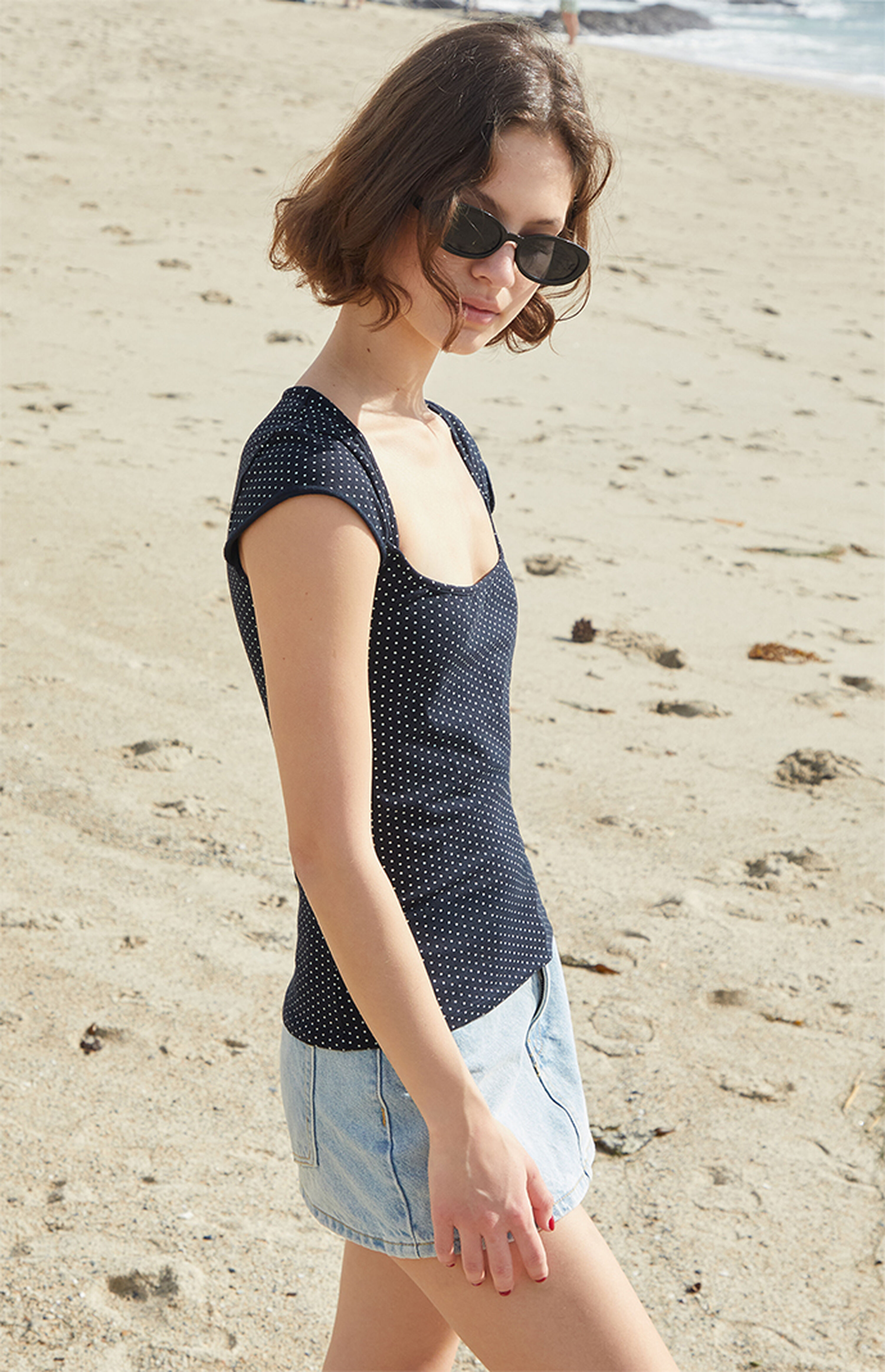 John Galt Black Polka Dot Ella Top | PacSun