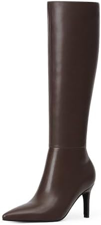 Knee High Boots Women Pointed Toe Tall Boots 3 In Stiletto High Heel Long Boots Side Zipper Dress... | Amazon (US)