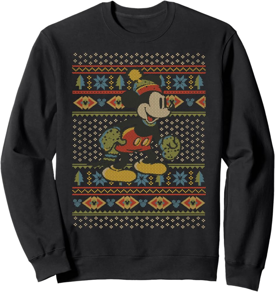 Disney Mickey Mouse Christmas Sweater Style Sweatshirt | Amazon (US)