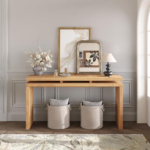 JIVOIT Farmhouse Console Table, 60 Inches Wooden Entryway Table with Double Board Suspension Desi... | Amazon (US)