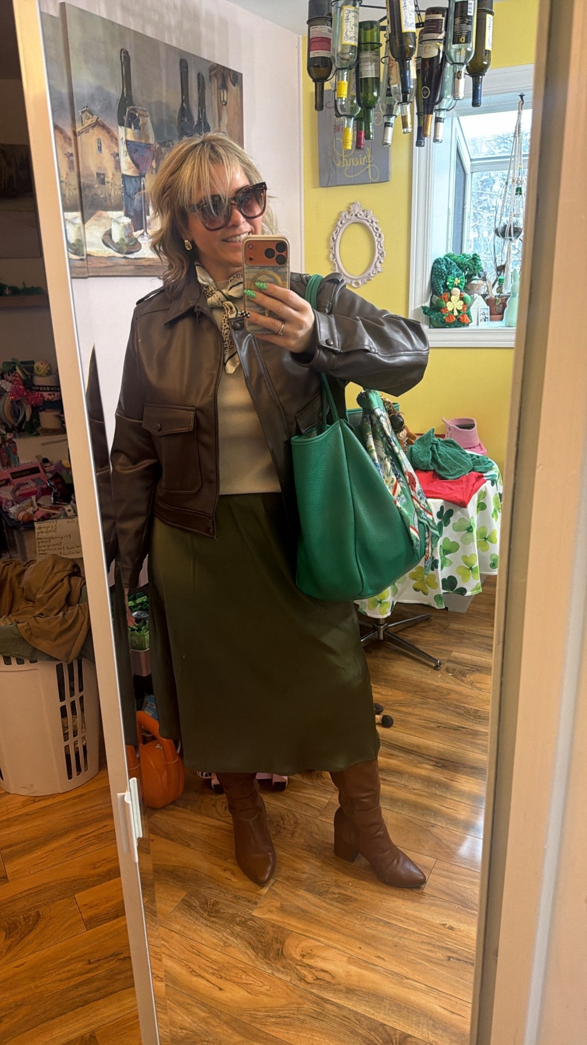 She’s green “ish”

Top is XL
Skirt is 16/18 but I need the 12/14
Jacket is XXL

#LTKMidsize #LTKootd #LTKWorkwear