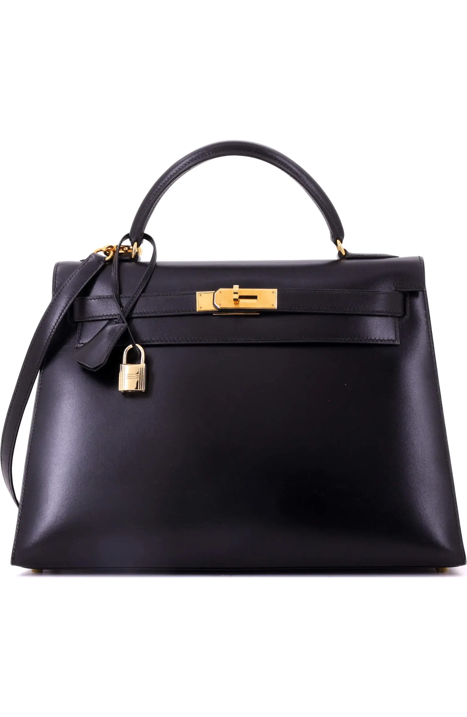 Kelly Handbag Black Box Calf with Gold Hardware 32 | Nordstrom