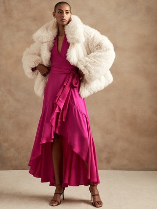 Satin Ruffle Wrap Dress | Banana Republic (US)