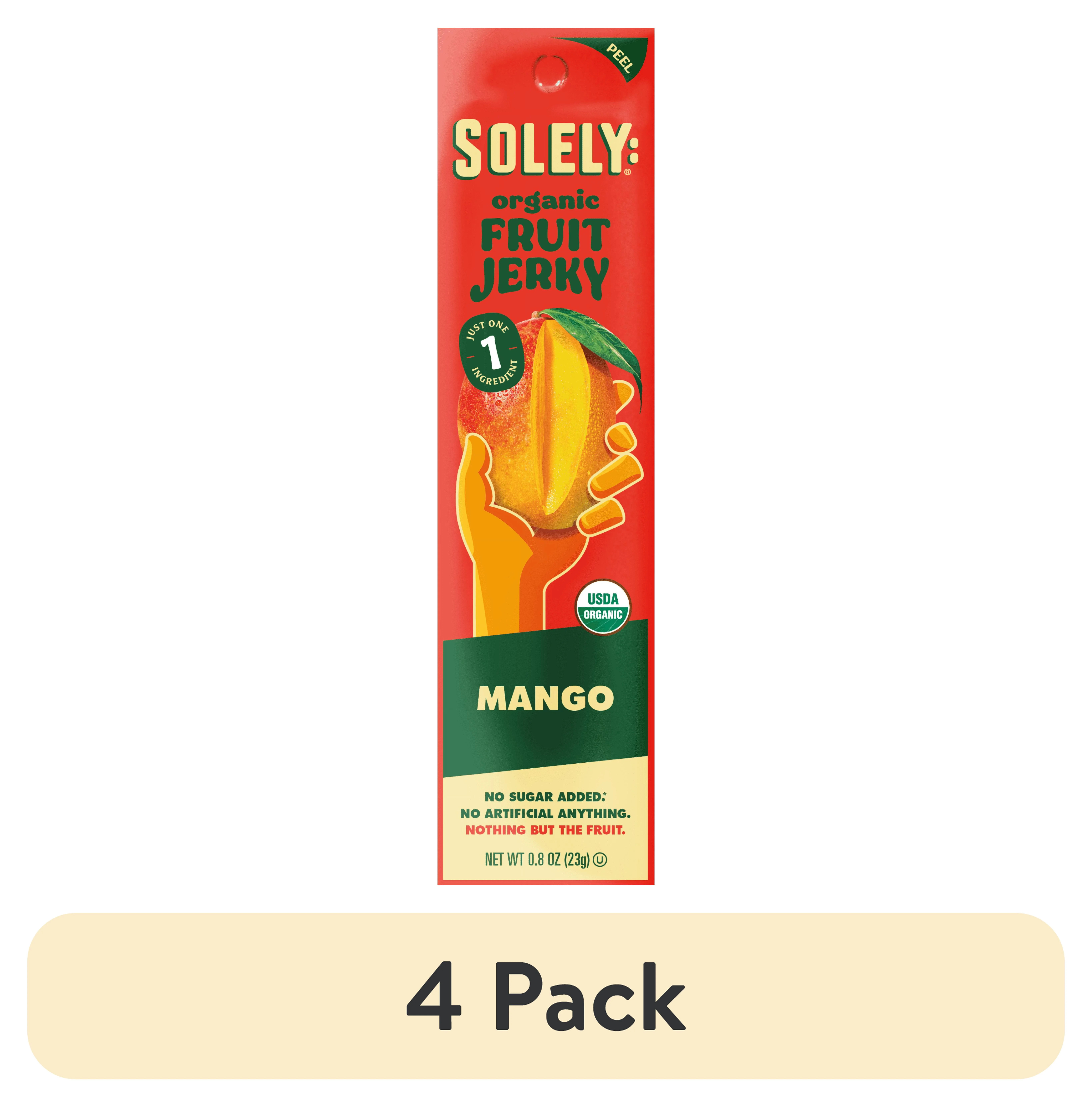 (4 pack) Solely Organic Mango Fruit Jerky - Organic Fruit Snack, Fruit Strip Made From Dried Frui... | Walmart (US)
