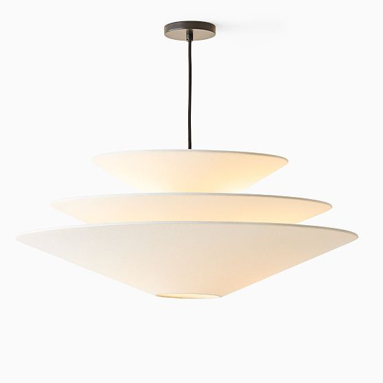 Gull 32"" Pendant, Fabric, White | West Elm (US)
