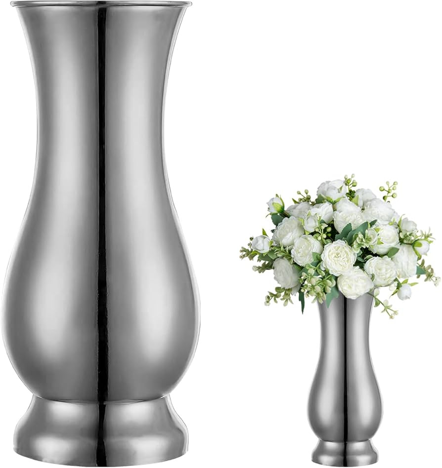 Metal Vase Centerpiece Decoration, Stainless Steel Tabletop Flower Silver Vases- Ideal for Office... | Amazon (US)
