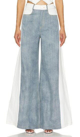 Perrie Wide Leg in White & Denim Blue | Revolve Clothing (Global)