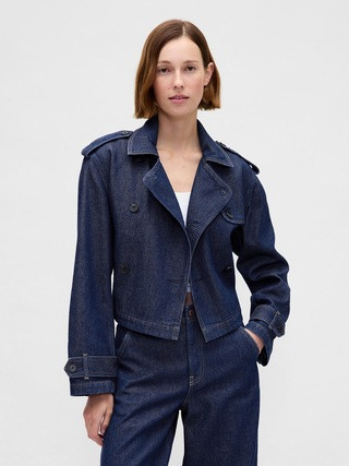 UltraSoft Denim Crop Trench Jacket | Gap (US)