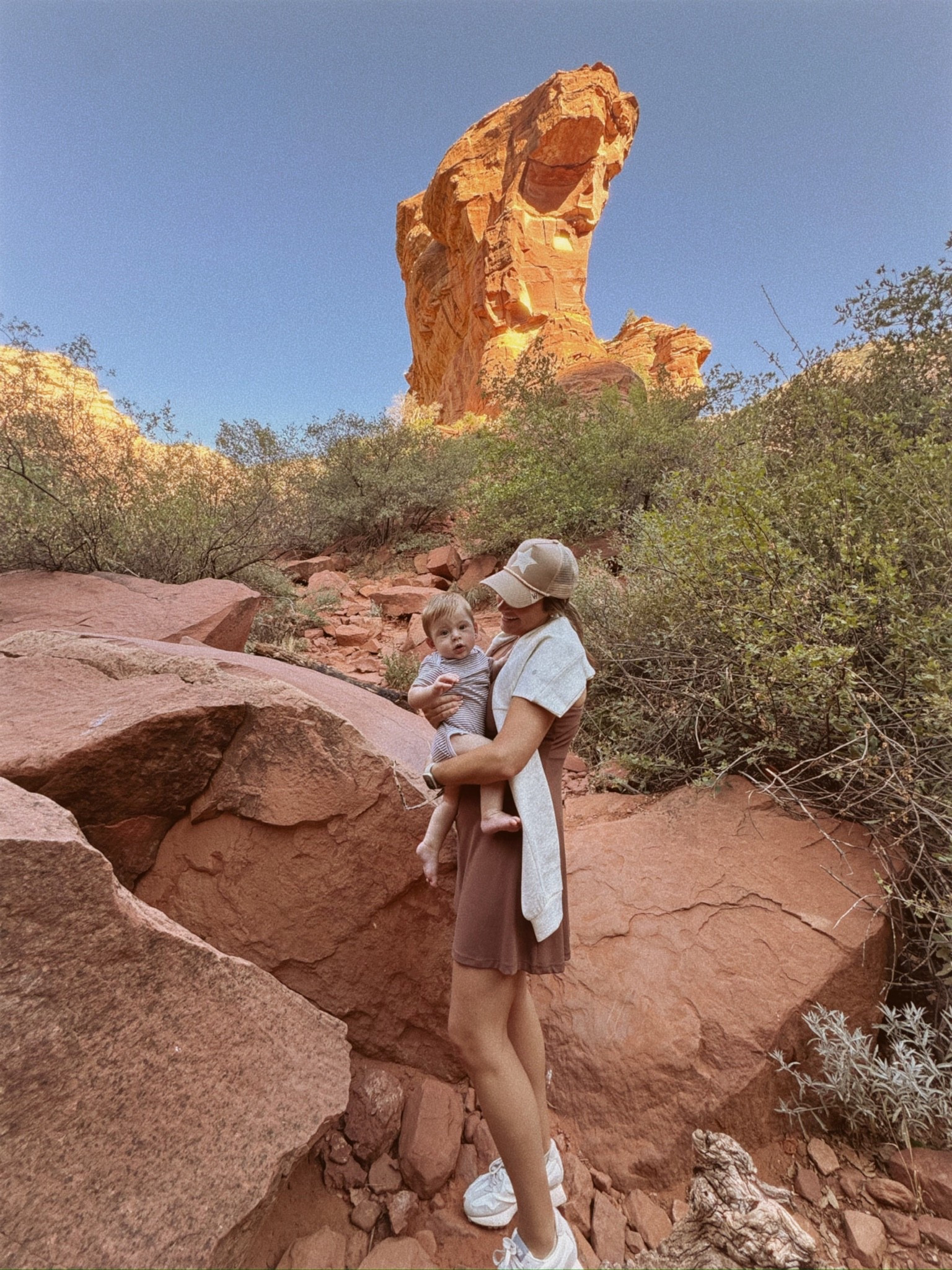 Mommy & me hiking outfits! I’m in a medium tennis dress, large sweatshirt, sneakers, hat and sunglasses - fits tts.

#LTKBaby #LTKStyleTip #LTKTravel