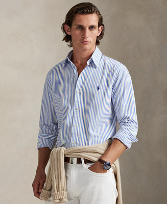 Polo Ralph Lauren Men's Classic-Fit Striped Poplin Shirt - Macy's | Macy's