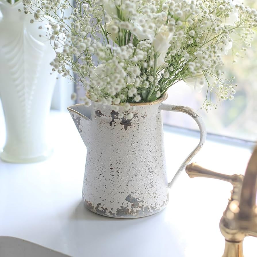 Vintage Metal Milk Jug Vase Rustic Vase Flower Vase Farmhouse Vase Small Vases for Flowers Vintag... | Amazon (US)