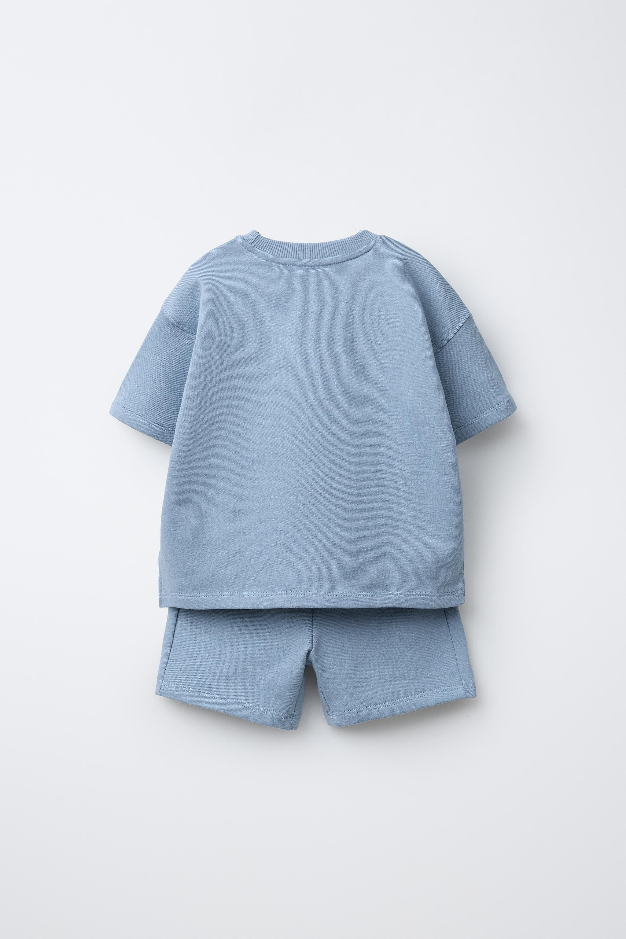JOGGING T-SHIRT AND BERMUDA SET WITH LABEL | Zara US