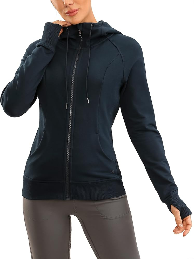 CRZ YOGA Women's Full Zip Hooded Sweatshirts Workout Sweat Jackets Slim Fit Running Track Hoodies... | Amazon (US)