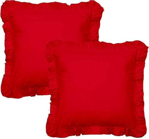 Vtell 800 Thread Count Blood Red Solid Euro Gorgeous Decorative Edge Ruffle Pillow Sham Sized 26"... | Amazon (US)