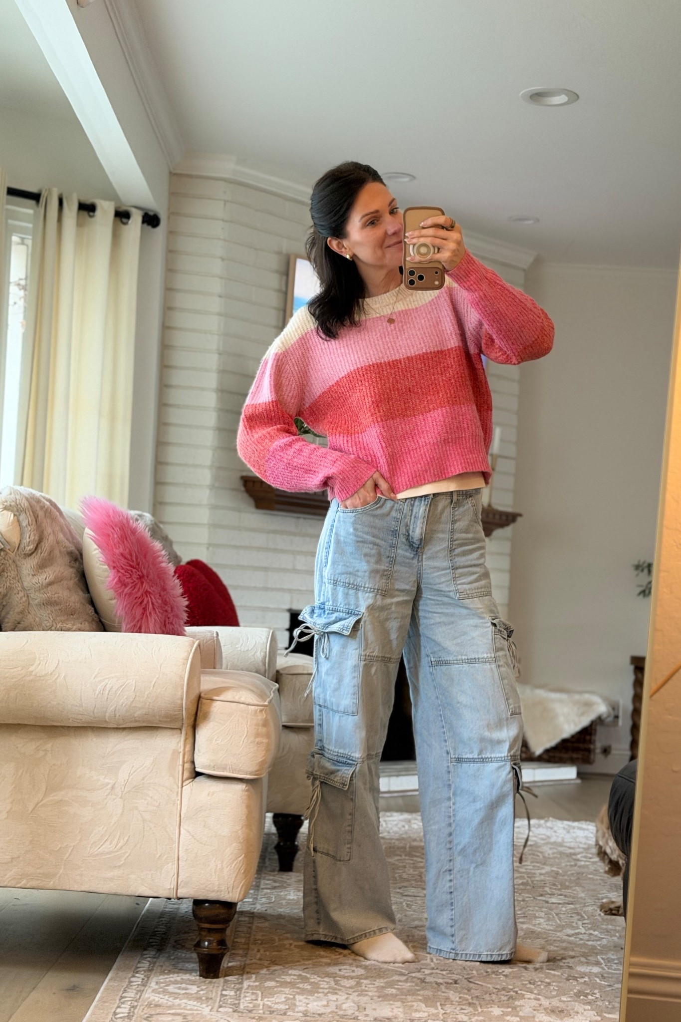 Anyone else surviving on candy and cough syrup this Valentine’s Day? Denim cargo with bow is back in stock. Tts  

#LTKValentine #LTKdayinmylife #LTKootd