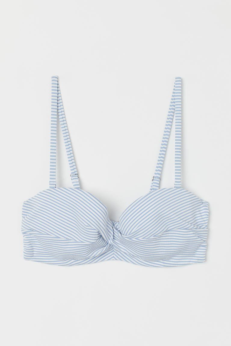Balconette Bikini Top - Light blue/white striped - Ladies | H&M US | H&M (US + CA)