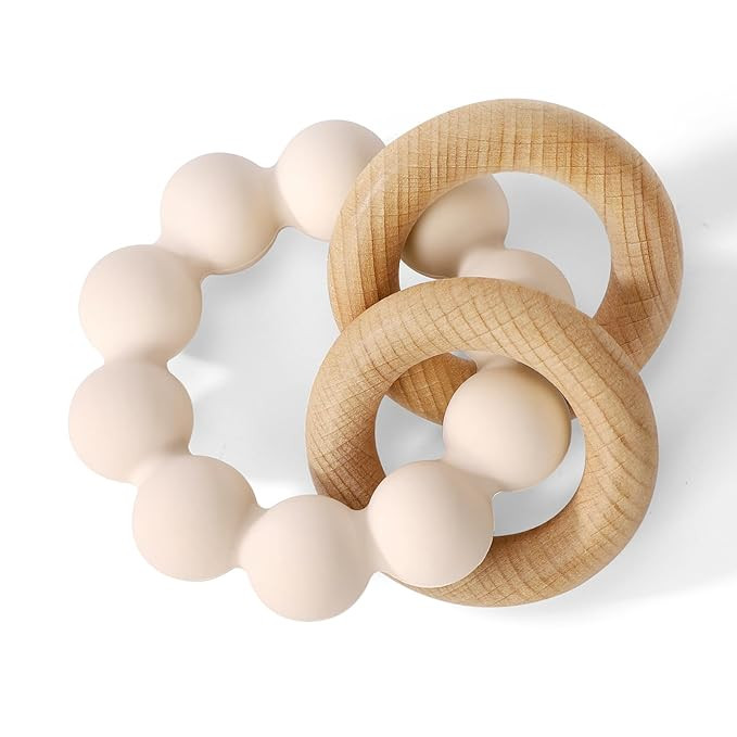 Socub Baby Teething Toys for 0-6 6-12 Months- BPA-Free Food-Grade Silicone & Natural Beech Wood T... | Amazon (US)