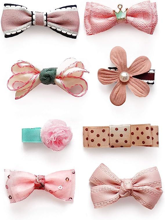 Belle Beau Baby Girls Hair Bows, Hair Clips, Ribbon Lined Alligator Hair Clips | Amazon (US)