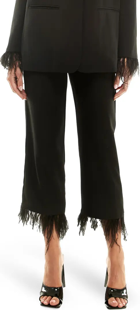 WAYF x Jourdan Sloane Nits Feather Trim Pants | Nordstrom | Nordstrom