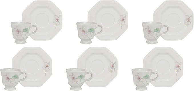 Estojo com 6 Xícaras de de Café com Pires. Modelo Octogonal Prisma. Decoração Encanto. Fabric... | Amazon (BR)