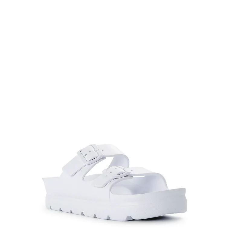 No Boundaries Women's Flatform Two Buckle Sandals | Walmart (US)