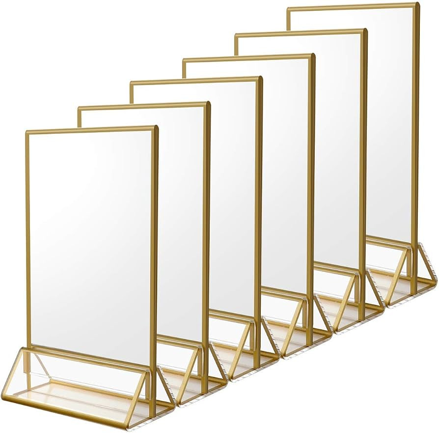 NIUBEE 4x6 Acrylic Sign Holder, Picture Frame, Wedding Table Numbers, 6pack | Amazon (US)