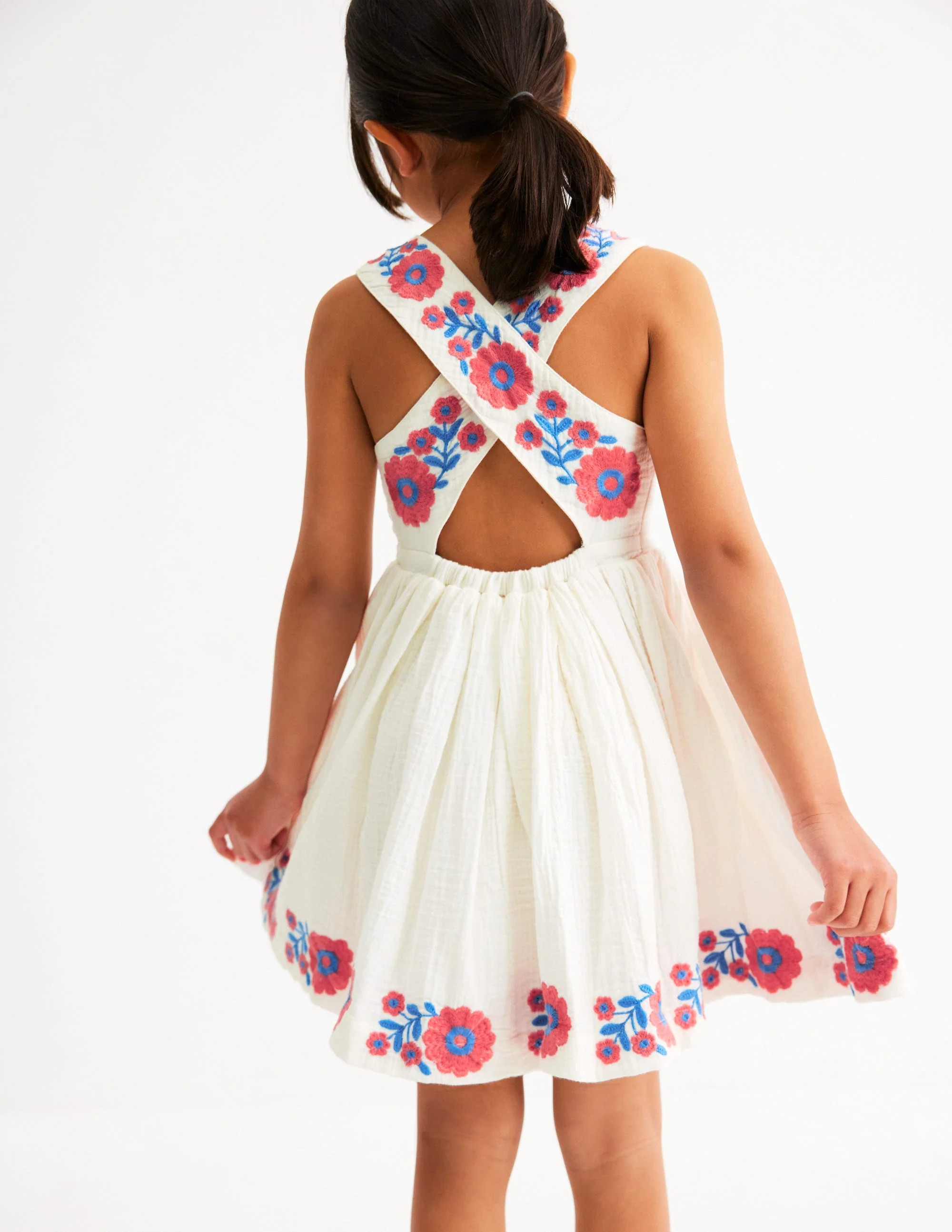 Harper Cross-Back Dress-White Embroidered | Boden (US)