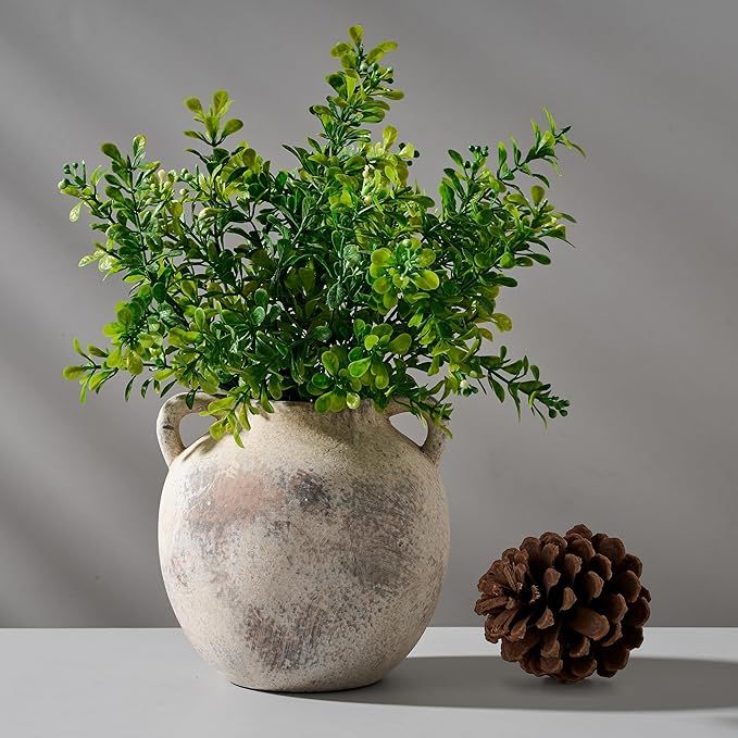 Ceramic Vase, 5.8 Inch Terracotta Vase with Handles, Decorative Vase, Rustic Vase for Home Decor,... | Amazon (US)
