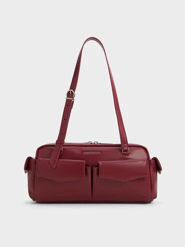 Rachel Multi-Pocket Shoulder Bag
    
         - Burgundy | Charles & Keith CA