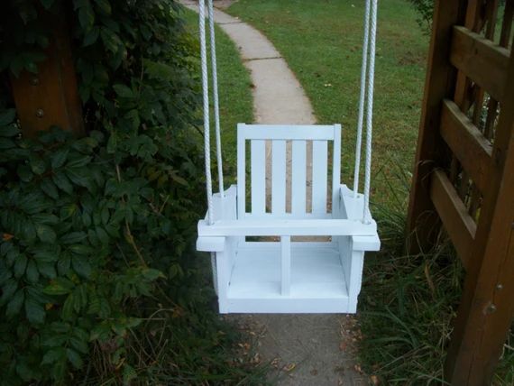 Child's oak wood painted porch swing (white) | Etsy (US)