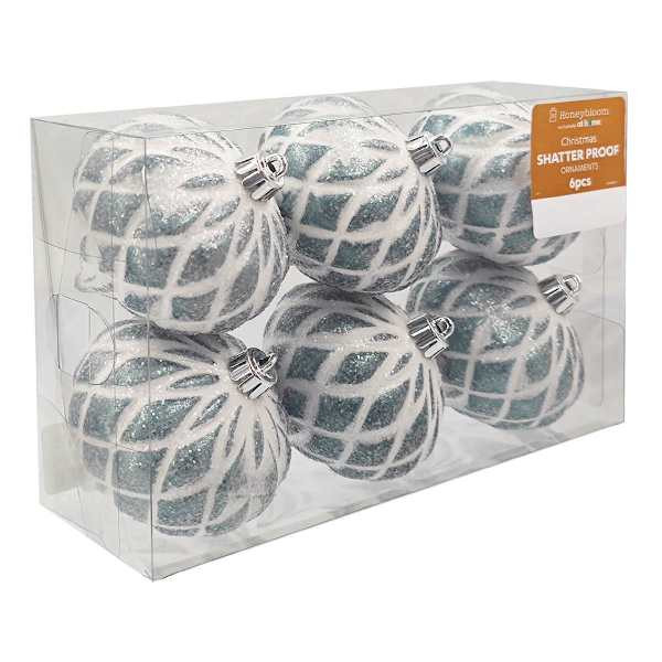 6-Count Blue & White Glittered Onion Ornaments, 3" | At Home