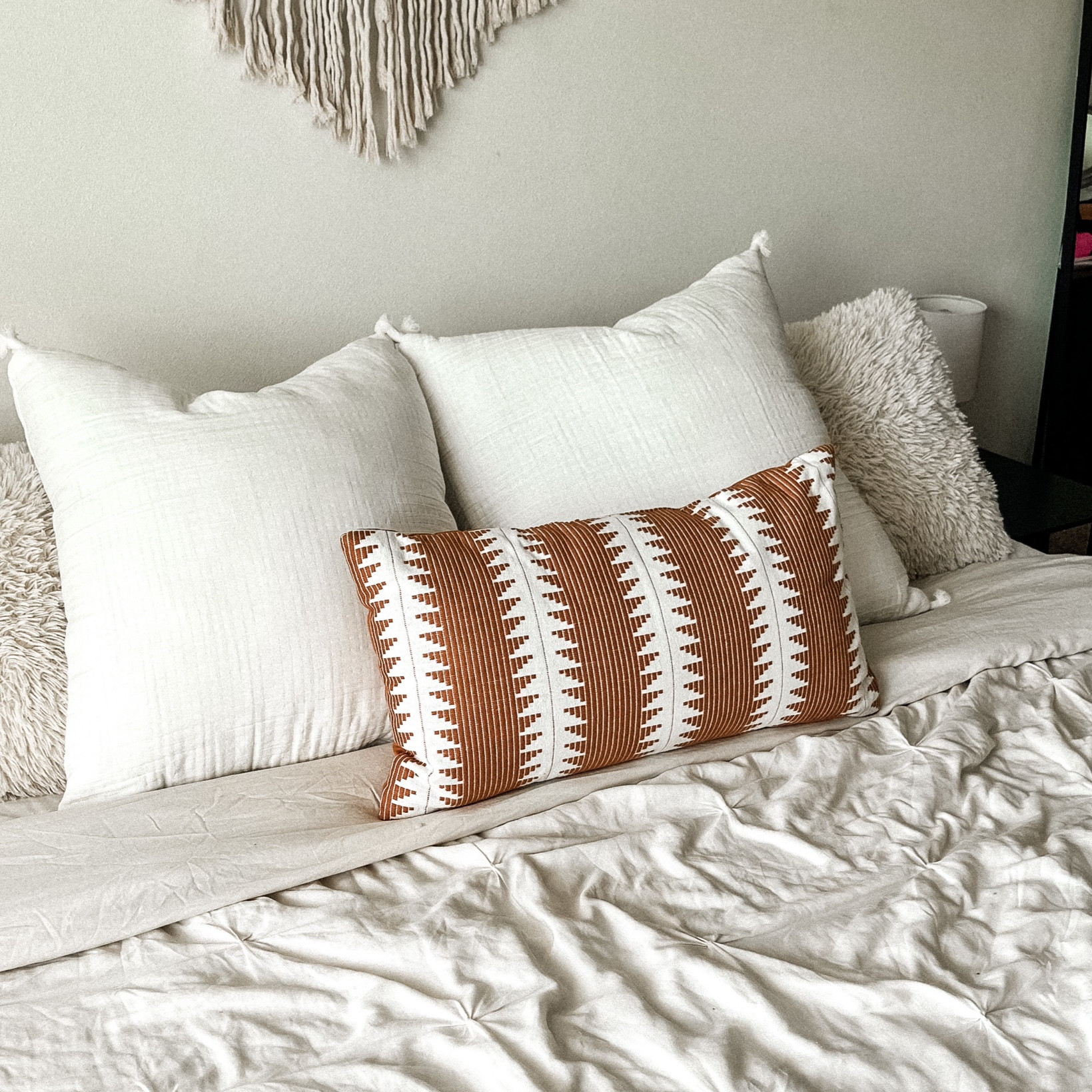 target has the best oversized fluffy pillows! I’m loving the comfort of the white cloth ones + the look of the rust-colored boho print lumbar pillow! 

#LTKhome #LTKunder100 #LTKunder50
