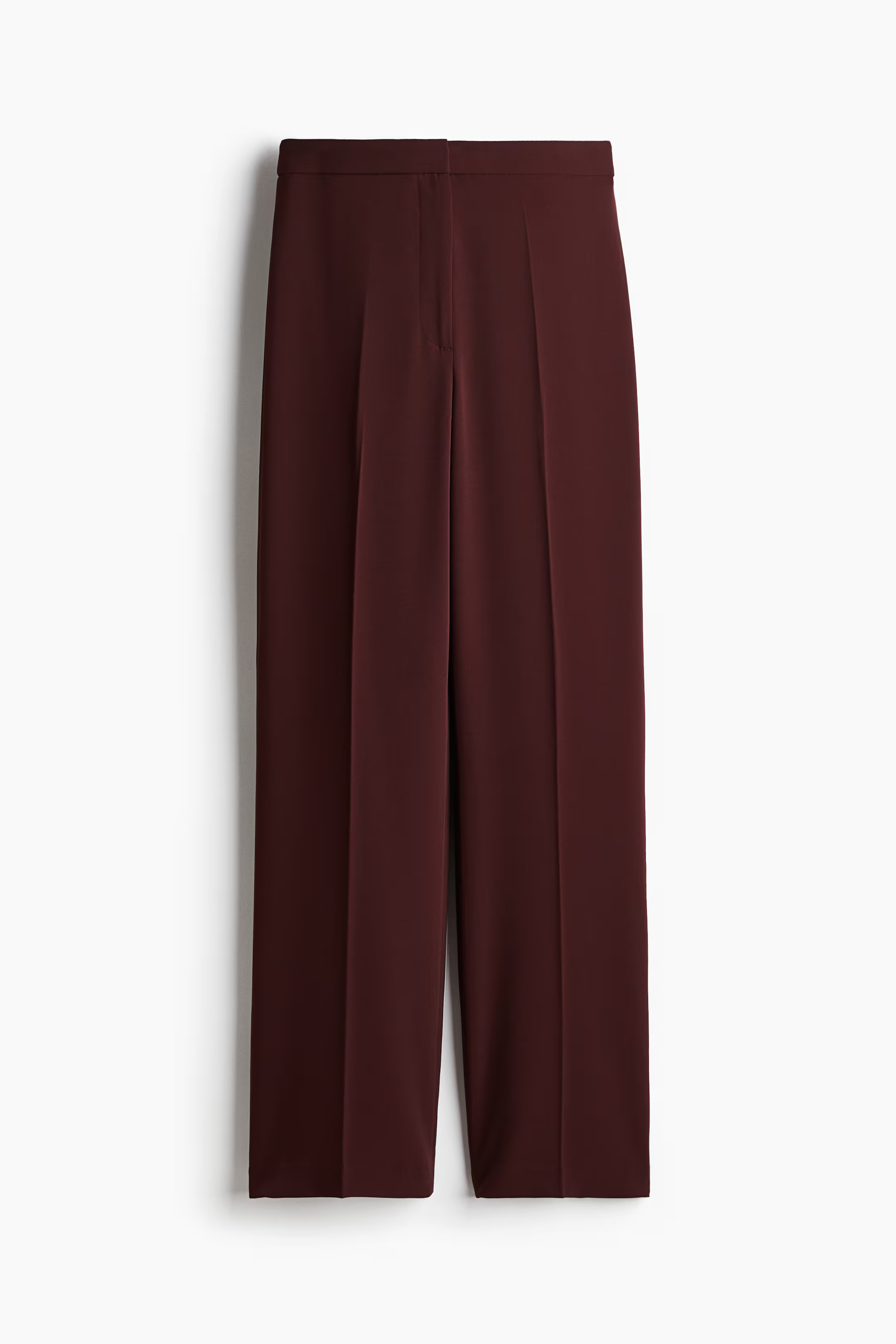 Wide trousers - High waist - Long - Burgundy - Ladies | H&M GB | H&M (UK, MY, IN, SG, PH, TW, HK)