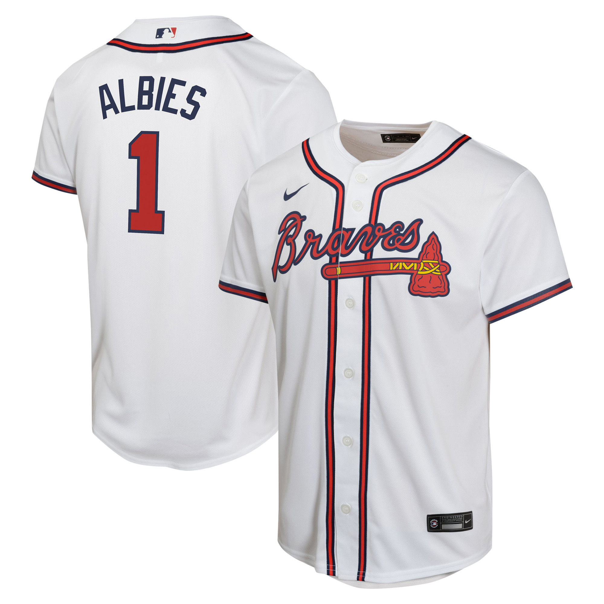 Youth Nike Ozzie Albies White Atlanta Braves Home Game Player Jersey | Fanatics