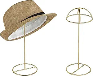 MyGift 14-Inch Brass-Tone Wire Tabletop Hat Stands, Set of 2 | Amazon (US)