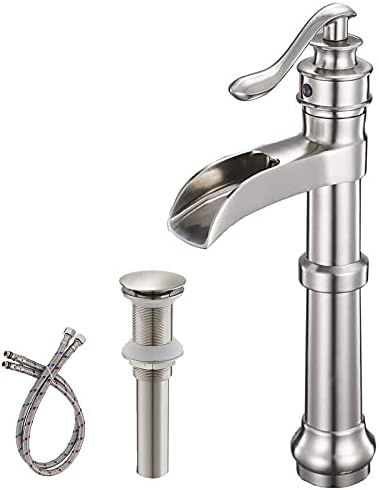 Greenspring Brushed Nickel Bathroom Faucet Vessel Sink Single Hole Single Handle Waterfall Spout ... | Amazon (US)
