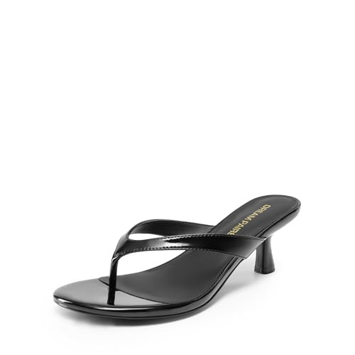 DREAM PAIRS Women\u2019s Kitten Heel Flip Flops, Low Heel Dress Sandals with Thong Strap, Elegant... | Amazon (US)