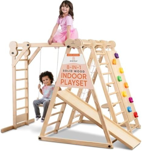 Avenlur 8-in-1 Indoor Play Gym – Toddler Jungle Gym for Kids Ages 2–6 – Indoor Playground W... | Amazon (US)