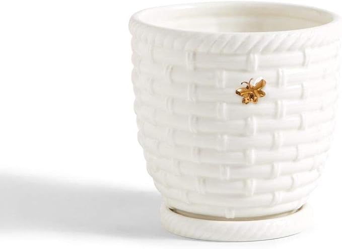 Two's Company Bee Happy Bee Skep and Golden Bee Planter Pot with Saucer | Amazon (US)