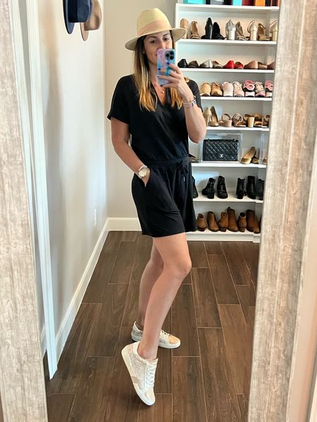 Recently went on a romper/jumpsuit binge and scored 4 new additions to my wardrobe. Debuting this cutie for travel with  these comfy neutral kicks and a straw fedora. I could live in this. 😍

Romper is on sale for $65! Comes in two other colors, sizes XXS-XL, petite and tall. It feels like a sweatshirt + PJs had a baby. So soft! Runs TTS. Wearing a Medium Tall.

My sneakers come in 21 different patterns. So much variety! Run TTS.

#LTKunder100 #LTKsalealert #LTKshoecrush
