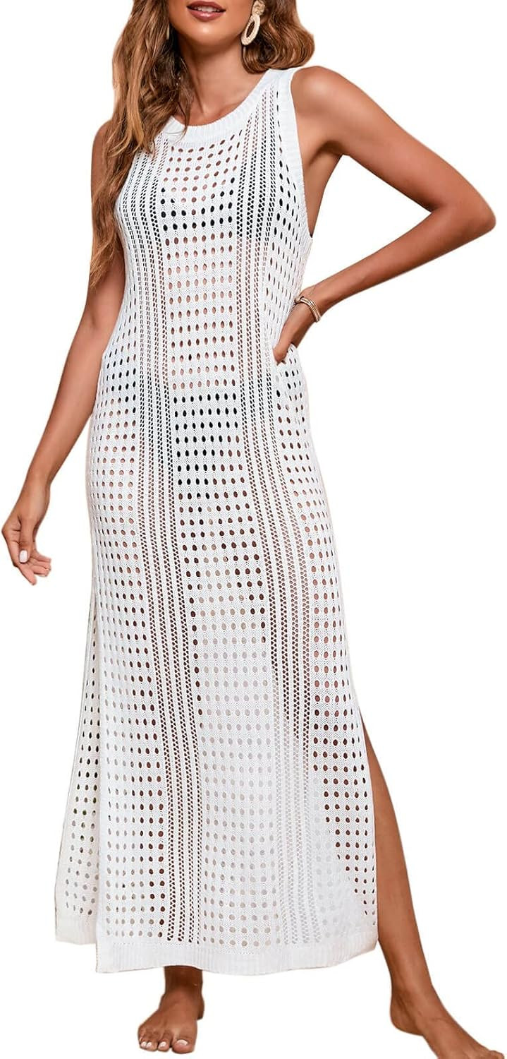 shermie Women's Long Swimsuit Cover Up Crochet Beach Swimwear Cover Ups | Amazon (US)