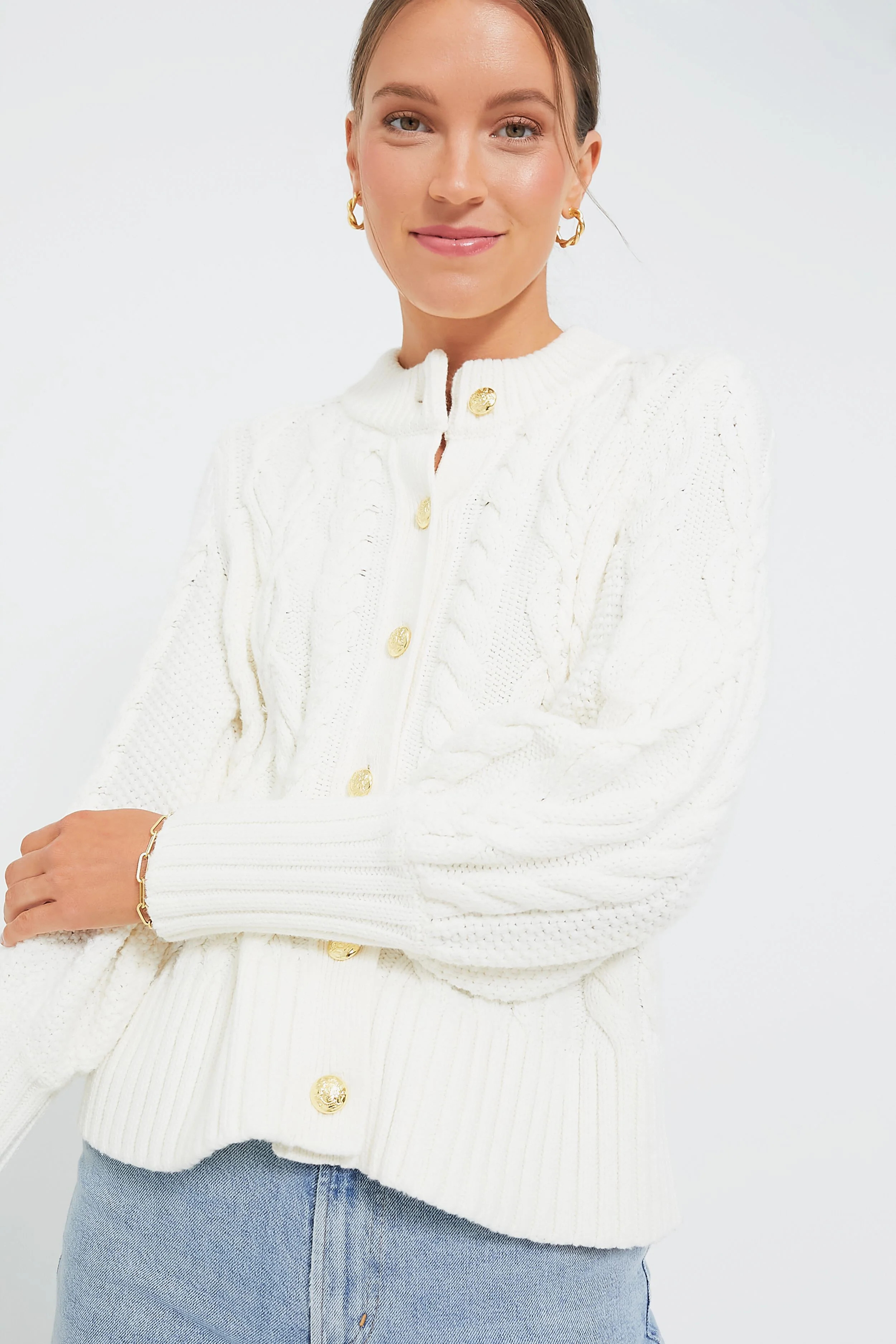 Ivory Cotton Colette Cardigan | Tuckernuck (US)