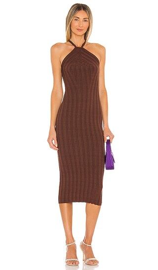 Grace Wide Rib Knit Dress in Chocolate | Revolve Clothing (Global)