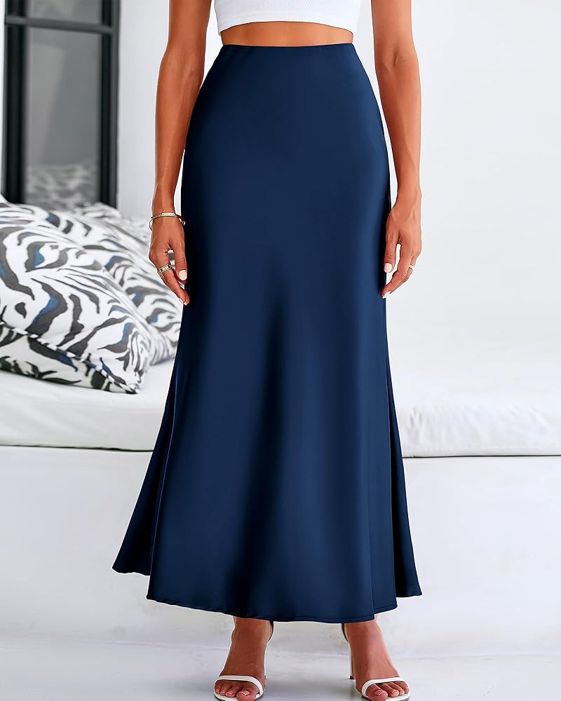 BTFBM Women's Summer Fall Skirt 2024 Silk Elegant High Waist Cocktail Party Wedding Mermaid Satin... | Amazon (US)